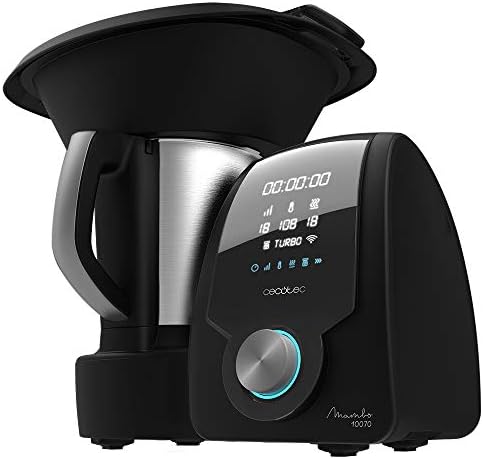 Cecotec Robot de Cuisine Multifonction Mambo 10070. Cuillère MamboMix exclusive, 30 Fonctions, Bol en acier inoxydable de 3,3 L, Vitesse zéro, Panier pour bouillir sur 4 niveaux, Livre de recettes