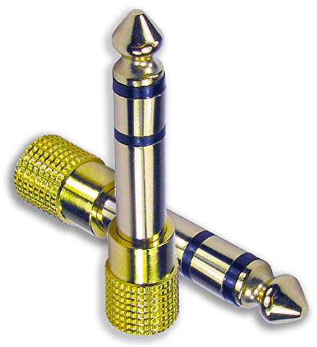 World of Data Headphone Adapter 3.5mm Socket to 6.35mm 1/4 Jack Plug Audio Adapter (2 Pack)