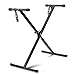 Flexzion Classic Keyboard Stand Musician Electronic Piano Organ Single Tube X Type 7 Position Folding Adjustable Height Metal Braced Rack Portable with Locking Straps