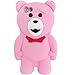 WwWSuppliers Cute Teddy Bear with Red Bow Case for Apple iPhone 6 Plus 6S Plus Toy Cartoon Silicone Rubber Gel Protective Cover with Screen Protector (Pink)