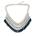 1Pc Blue- 2 Layer Tassels Charm Bohemia Vintage Style Mixed Color Necklace
