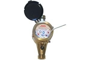 Assured Automation Brass Water Meter for Home and Garden Use, WM-NLC Series – NSF Certified Water Flow Meter – Lead Free (3/4” Pulse Output)