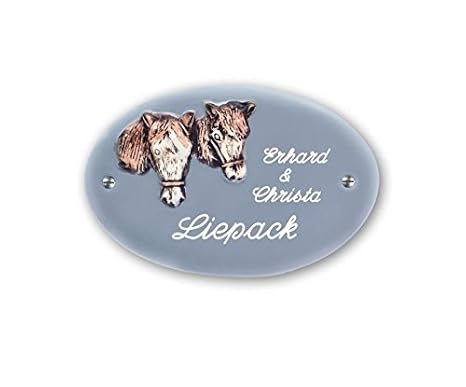 Amazon De Keramik Hausturschild Pferde Motiv Mit Wunschtext