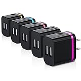 Wall Charger, Canjoy 5 Pack Universal Dual USB Ports Power Portable Adapter with 2.0A/10W Plug Outlet for iPhone 7/ 6S /Plus,iPad,Samsung Galaxy, Motorola, HTC, Other Smartphones(Family Pack)