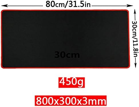 YINGNEW Extended XXL Cool Gaming Mouse Pad Large Size Desk Keyboard Mat, Non-Slip Rubber Base Mouse Mat, Ultra Smooth with Speed Control,800 x 300 x 3mm, Red