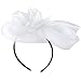 Women's Fascinators Hat Small Hairpin Feather Mesh Flower Hairclip (Z White)