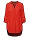 MBE Women's Henley Neck w/ Pocket 3/4 Sleeve Sheer Blouse Top