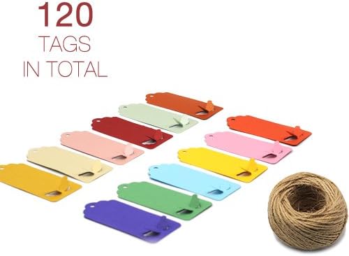 ZapFirst 120 PCs Rectangular Angel's Wings Gift Tags with Free 120 Feet Hemp Rope (Assorted colors)