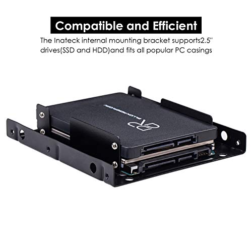 SSD/HDD Mounting Bracket Kit, 2.5 inch to 3.5 inch Metal Hard Disk Drive Holder Adapter Rack Tray Bay with SATA Data Cables and Power Cables