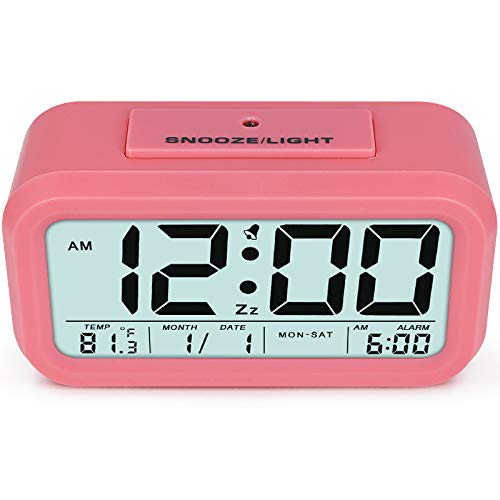 TXL 5.3" Digital Alarm Clock Student Clock Display 1 Alarm/Calendar, Snooze/5s Backlight, Battery Operated Bedside Desk/Shelf Clock for Kids/Teens/Home/Office/Travel-Pink - Thumbnail 3