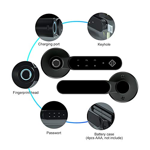 PINEWORLD Smart Keyless Entry Door Lock Thumbprint Bluetooth Digital Deadbolt with Touch Keypad, Left and Right Handed… - Image 2