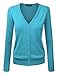 MBJ WSK780 Womens Keep It Classic V Neck Cardigan M Aqua