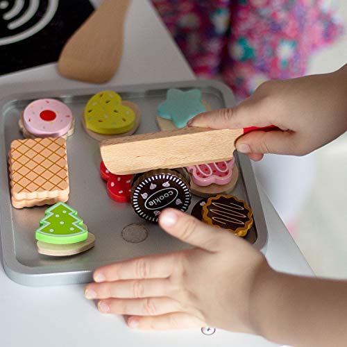 Kledio 4250772366774 Kinder Keks Backset aus Holz FSC 100%, ideale Ergänzung für jede Spielzeug Küche, mehrfarbig – Bild 5