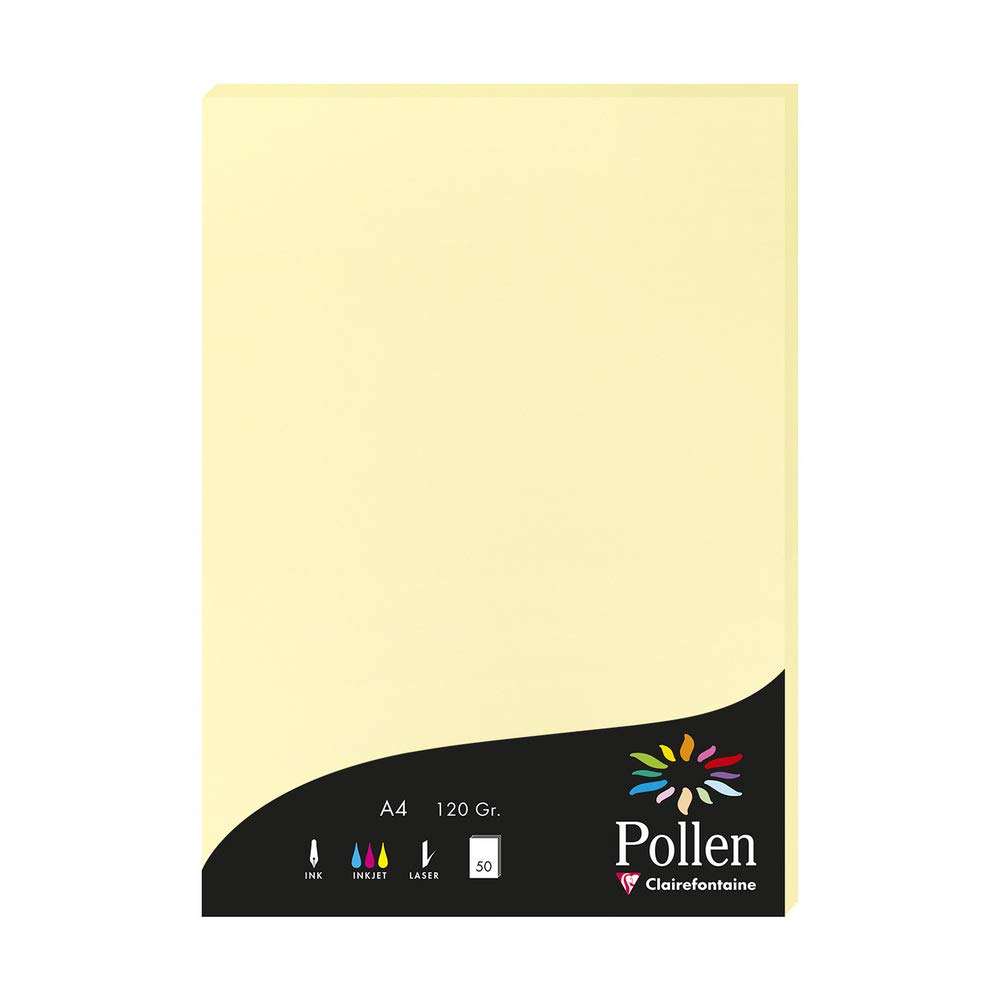 Clairefontaine 4207C Wallet of 50 Sheets Format A4 (21x29,7cm) 120gsm Canary Colour Invitation paper Events Correspondence Pollen range Smooth Premium Paper — image 1