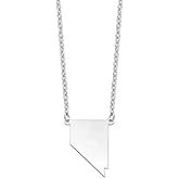 Solid 925 Sterling Silver NV State Shape Engravable Pendant with chain