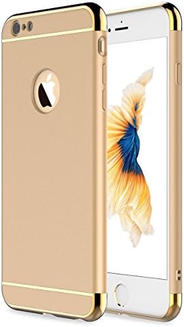 RORSOU iPhone 6s Case,iPhone 6 Case, 3 in 1 Ultra Thin and Slim Hard Case Coated Non Slip Matte Surface with Electroplate Frame for Apple iPhone 6 (4.7") and iPhone 6S (4.7") - Gold