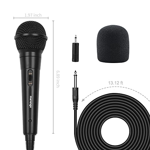 Marengo Handheld Wired Microphone, Cardioid Dynamic Vocal Mic with 13ft Cable and ON/Off Switch, Ideally Suited for Speakers, Karaoke Singing Machine, Amp, Mixer