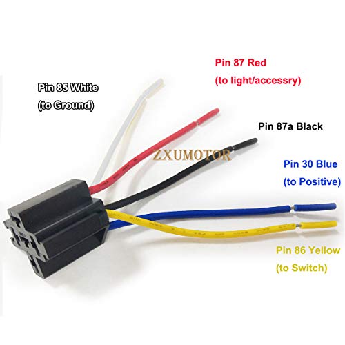 ZAIXU 5 Pack - DC 12V Car SPDT 5 Pin 5 Wires Automotive Relays Switch with Harness Wires Socket 30/40 Amp Bosch Style