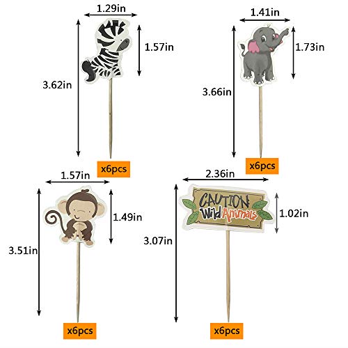 image for MUMULULU Jungle Safari Animal Cupcake Toppers Picks - 62pcs Animal The