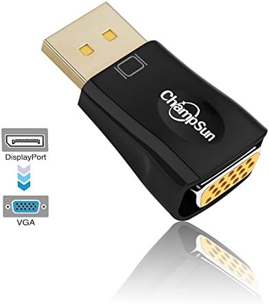 ChampSun Gold-plated DisplayPort (DP)to VGA(Male to Female) Converter/Adapter for PC, Laptop, Desktop, Notebook or other Devices-Black