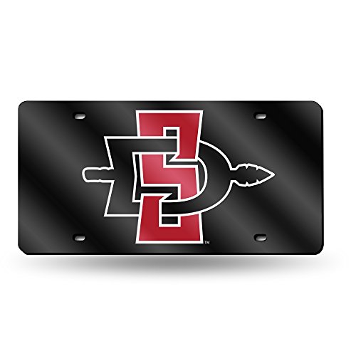Rico Industries NCAA San Diego State Aztecs Laser Inlaid Metal License Plate Tag, Black, 6" x 12"