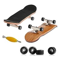 Kocome Wooden Deck Fingerboard Skateboard Sport Games Kids Gift Maple Wood New (Black)