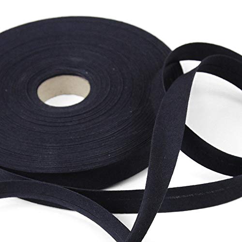 Mimi 100% Cotton 15mm Dark Navy Single Fold Bias Tape, 27 Yard Roll, Made in Italy