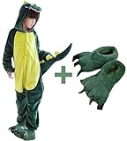 Beskie Kids Onesie Pajamas Unisex Dragon Halloween Costume with Slipper Age 2-10 Years