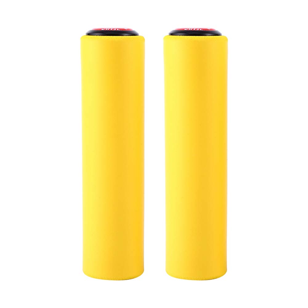 Mountain Bike Handlebar Grips, Shock Absorbing Grips with Bar Ends for XC FR Cycling 18mm Straight Handlebars Lightweight Comfort Yellow