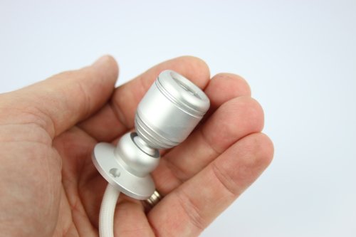 Micro Pivoting LED Spotlight - 1 Watt High Power LED Lamp - Tiny Size, Silver Housing, Cool White LED