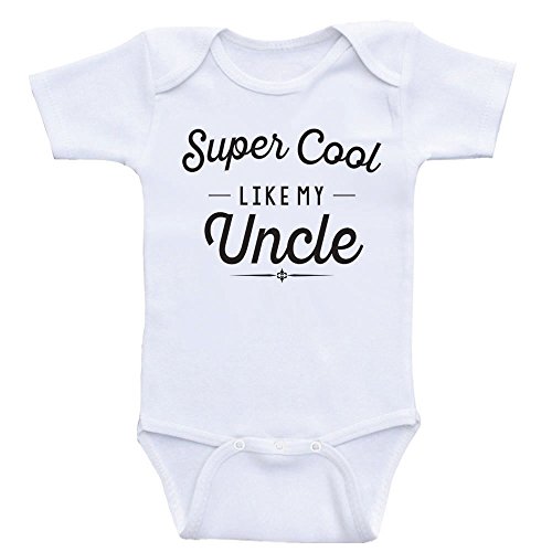 Heart Co Designs Uncle Baby Clothes - Super Cool Like My Uncle (9mo-Short Sleeve, Black Text)
