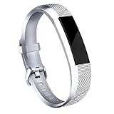 AK for Fitbit Alta HR Bands, Newest Fitbit Alta HR Bands Replacement Wristband Straps with Secure Metal Buckle for Fitbit Alta HR/Fitbit Alta (Silver, Small)