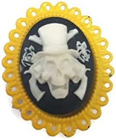 Skull in Top Hat Cameo Brooch