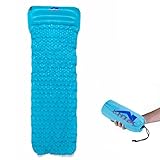 Inflatable Sleeping Pad Lightweight Outdoor Sleep Mat with Built-in Pillow and Mini Pouch Exellent For Hiking & Camping Blue