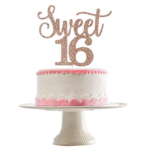 Strass Sweet 16 Cake Topper E Fascia Per Compleanno – Oro Rosa – Decorazione Torta Per Sweet Sixteen – Include Fascia Per Cappello - 6