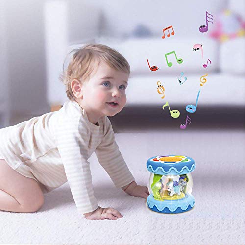 WISHTIME Baby Musical Drum Toy - Educational Learning Toy for Baby Electronic Drum Instruments with Lights for 1 2 3 Year Old Toddlers Kids Boys and Girls