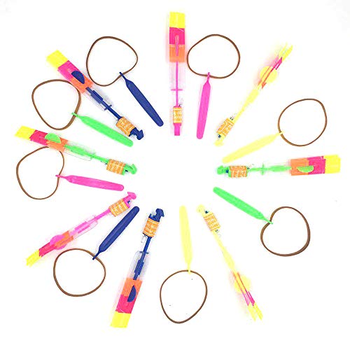 Fulgamo Amazing Arrow Rocket Helicopter With LED Light.Flying Toy with Elastic Powered Slingshot-20Pack - Thumbnail 7