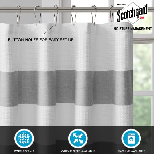 Madison Park Spa Waffle Shower Curtain Pieced Fabric with 3M Scotchgard