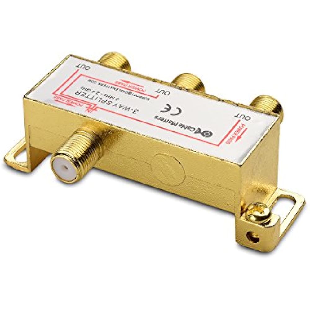 2Pack Gold Plated 2.4 Ghz 3 Way Coaxial Cable Splitter (Coaxial / TV