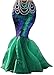 Rachel Charm Women's Mermaid Costume Lingerie Halloween Cosplay Fancy Sequins Long Tail Dress with Asymmetric Mesh Panel (L, Green)