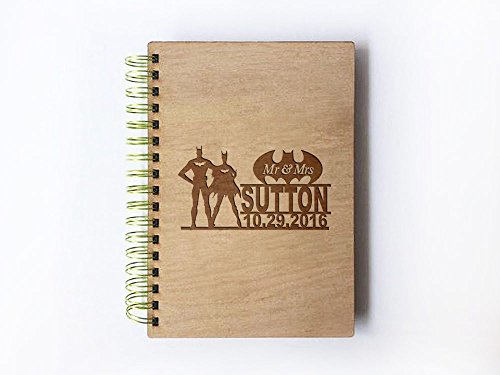 Wedding Guest book (wood) - notebook - Â Batman