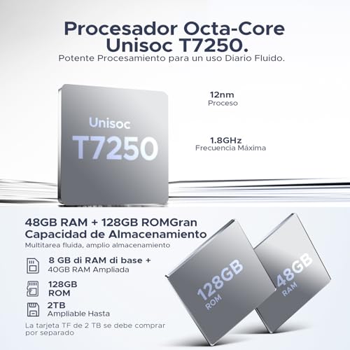 P10 Pro Tablet 10 Pulgadas, Tablets Android 16 con 120Hz Display, 8800mAh, 48GB+128GB/2TB, T7250 Octa-Core, Widevine L1, Gemini AI, 13MP+5MP, Auriculares 3.5mm, Tablet con Teclado y Lápiz, Negro
