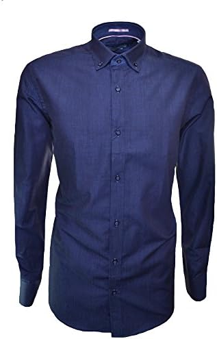 Guide London Men's Blue Petrol Long Sleeve Shirt L