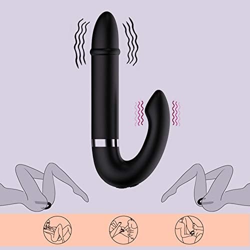 Silent U Magic Wand Silicone Mssager Multi Speed Vibrador Thrusting Rotating Vibration for Women with 8 Multi-Frequency Modes Black
