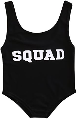 Baby Girls Solid Swimwear One Piece Swimsuit Beach Wear For Kids 1-5Y (3-4 Years, Squad Black)