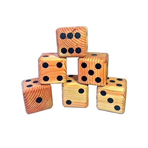 Lawn Dice Set 6 Giant solid wood yard dice with hand painted pips Yardzee and Yarkle