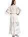 Milumia Women's Bohemian Drawstring Waist Lace Splicing White Long Maxi Dress