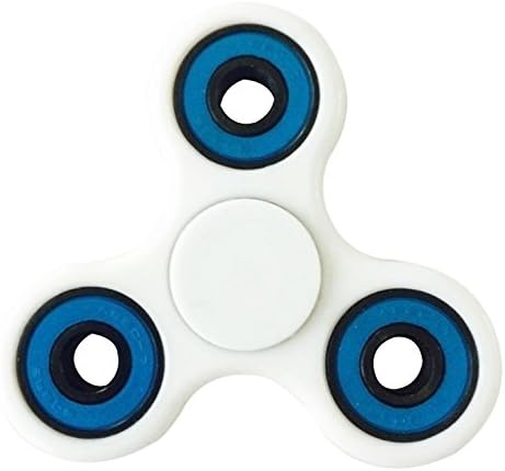NEW Premium Tri Fidget Spinner Hand Toy w/ hybrid ceramic 608 bearing (no cheap steel) for EDC, helps with ADHD, Anxiety issues in Kids & Adults, cube spinners, get it FAST w/ Prime! (White/Blue)