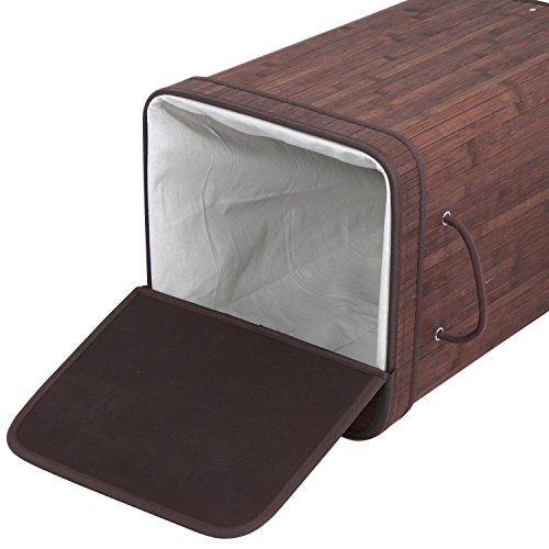 Allblessings Foldable Bamboo Hamper Laundry Basket Washing Cloth Bag Lid Brown For Storage - Thumbnail 5
