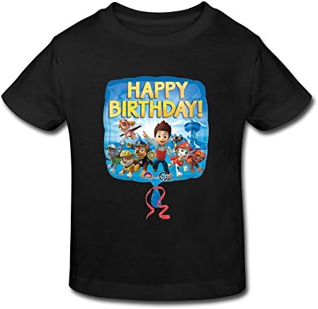 Custom Short Sleeve Funny Sayings Paw Patrol Happy Birthday Foil Balloon Kids Toddler T Shirt Size 4 Toddler Black